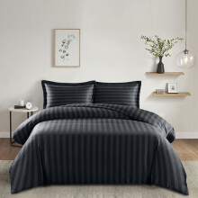 (BLACK, KING) Stripe Duvet Quilt Cover Set Single Double King