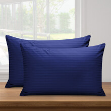(NAVY BLUE, 2 Stripe Pillowcase) Stripe Duvet Quilt Cover Set Single Double King