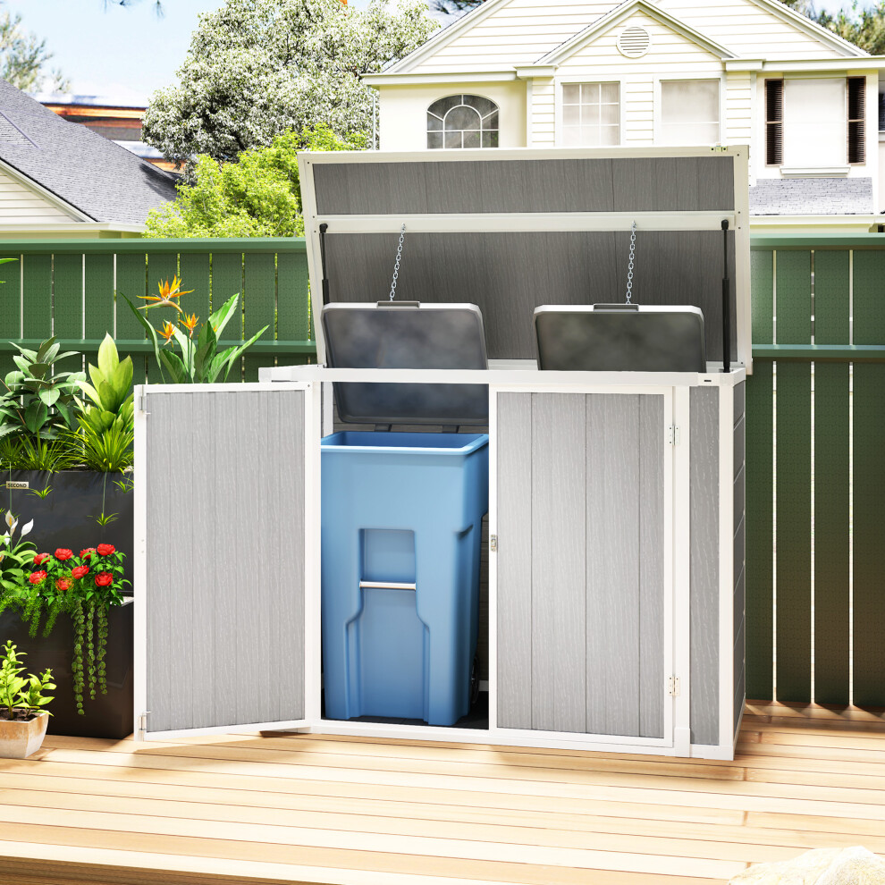 Outsunny 4.7 X 2.5FT Lockable Garden Shed, 2-Bin Storage Shed, Grey