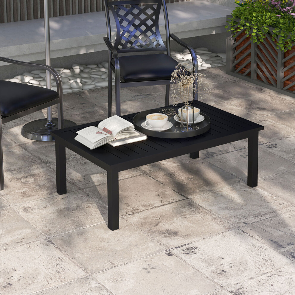 Aluminium Outdoor Coffee Table Patio Garden Side Table Black - Image 3