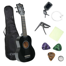 (21" Black _Guitar) 21"/23" Concert Beginners Ukulele Guitar with Gig Bag, Felt Pick & Spare Strings