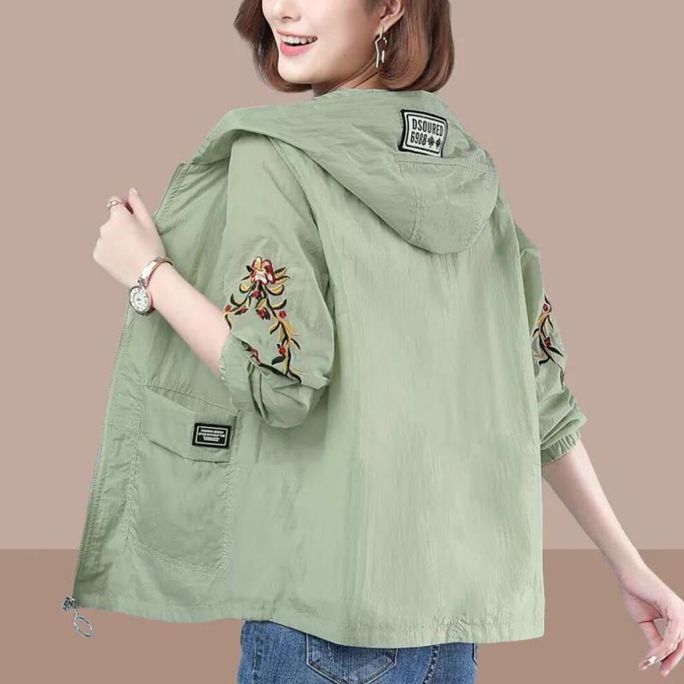 (green, 5XL) Summer Sun Protective UV Breathable Sun Protective Clothes Women Loose Thin Short Coat