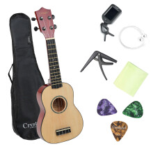 (21" Natural_Guitar) 21"/23" Concert Beginners Ukulele Guitar with Gig Bag, Felt Pick & Spare Strings