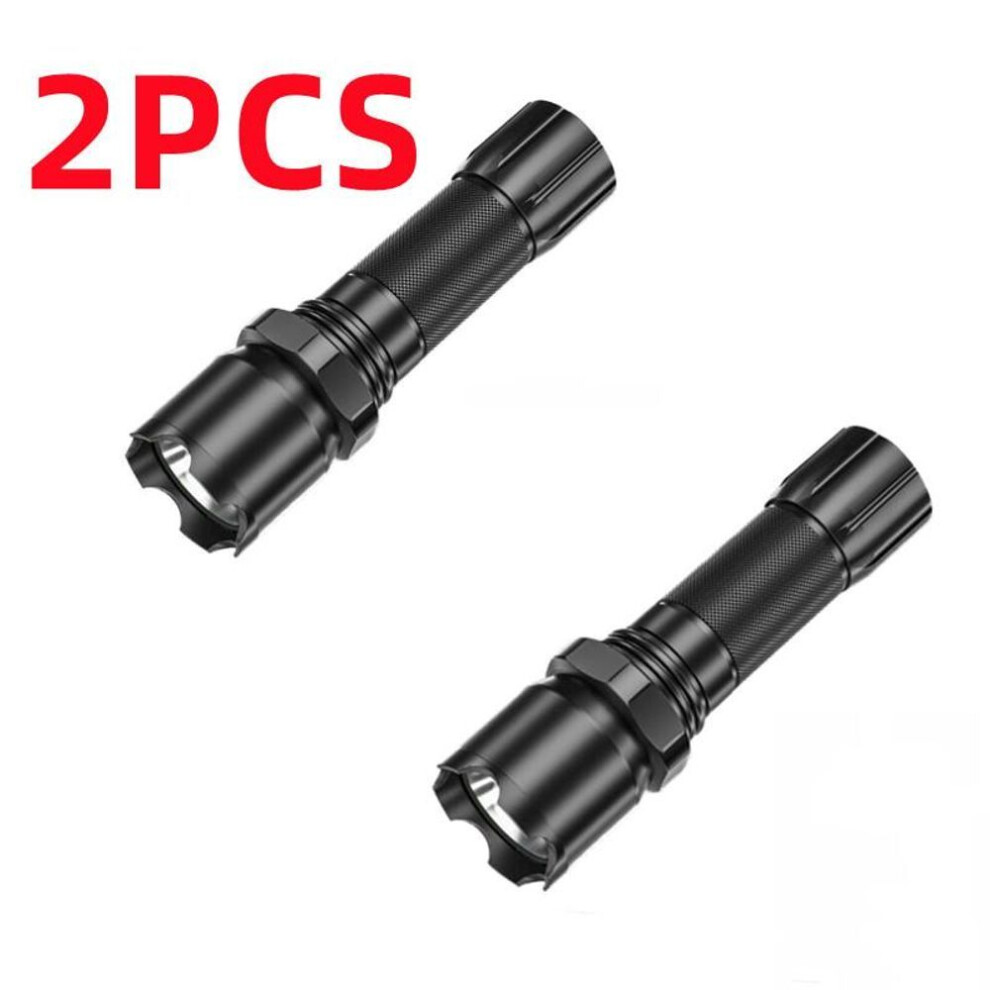 (cool black) Portable Led Flashlight Usb Rechargeable Built In Battery Tactical Mini Torch  3 Modes Work Light Outdoor Camping Fishing Emergency Lantern