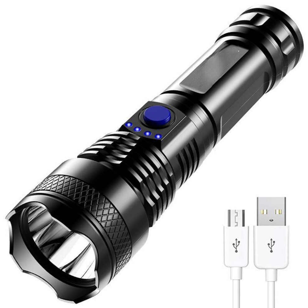 (black) Tactical Led Flashlight Abs Strong Light Flashlight Outdoor Usb Rechargeable Household Portable 14500 Mini Small Flashlight
