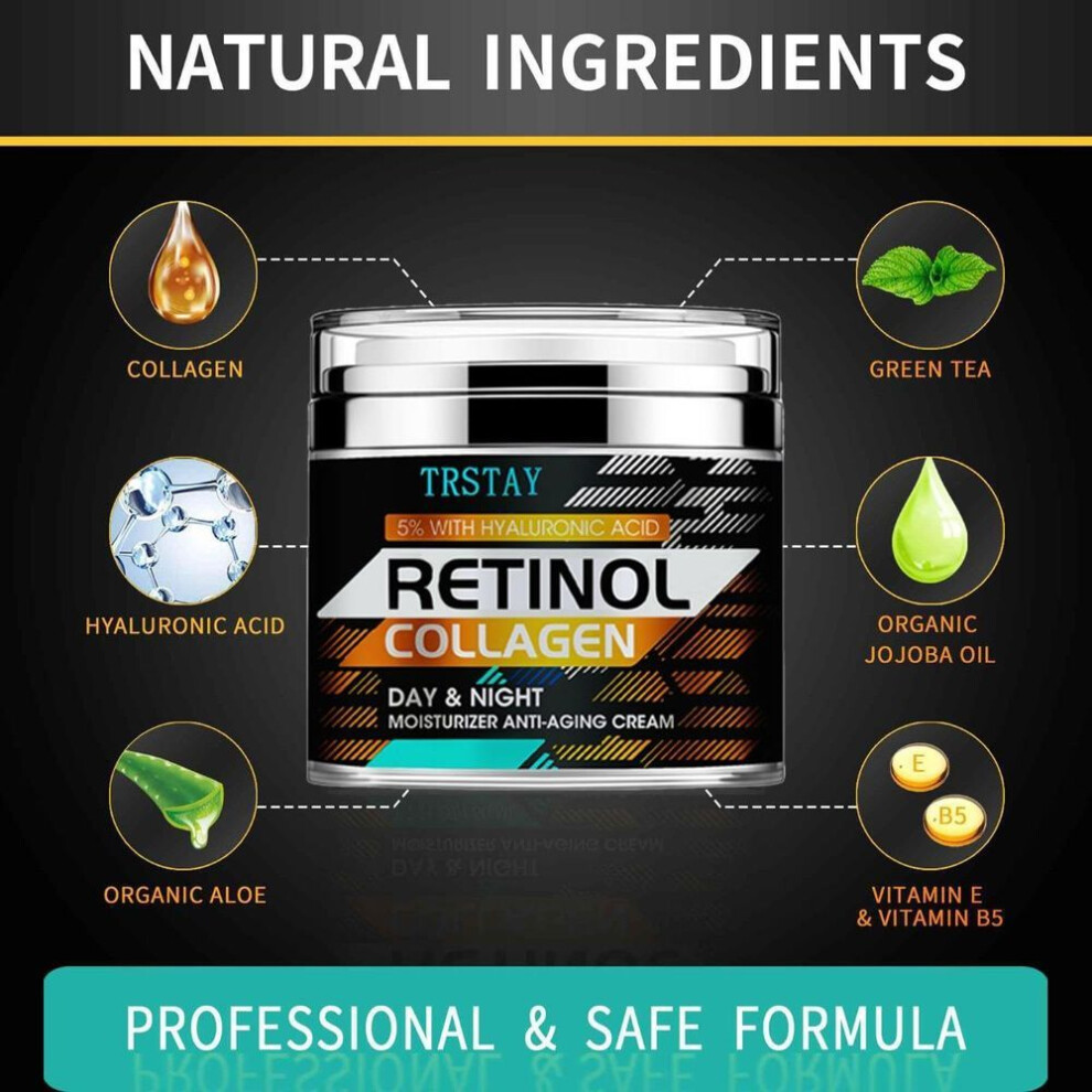 (50g) Retinol & Collagen Skin Tightening Cream - Anti-aging Moisturizer For Neck - Saggy Neck Tightener - Anti Wrinkle Cream
