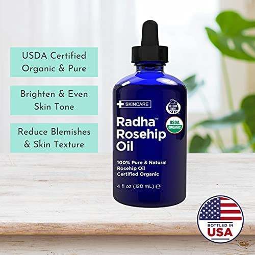 Radha Beauty 4 oz Βιολογικό Έλαιο Σπόρων Ροδόσταγμα 100% Καθαρό Ψυχρής Πίεσης 2