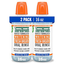 TheraBreath Whitening Mouthwash, Dazzling Mint, Οδοντίατρος Φτιαγμένο, 16 Fl Oz (2-Pack)