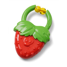 Vibrating Teether 23697 - Gummy Textured Baby Teether with Spin Bead, Strawberry or Grape, Gentle Gum Massage, Easy-Grip Handle (3 Months+)
