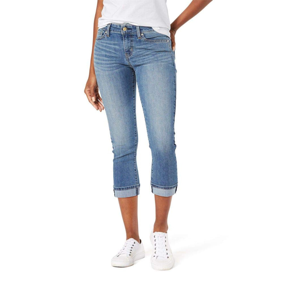 Signature by Levi Strauss & co Womens Mid-Rise Slim Fit capris (Available in Plus Size), Blue Ice, 12