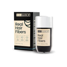 Hair Illusion svart äkta människohårfibrer för tunnare hår - 18 g - concealer för kala fläckar för män och kvinnor, naturligt utseende