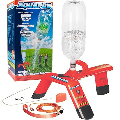 The Original AquaPod Rocket Bottle Launcher Kit - Launches Soda Bottles 100 Ft Up in The Air - Fun Educational STEM Holiday Idea for Kids & Teens - Gr