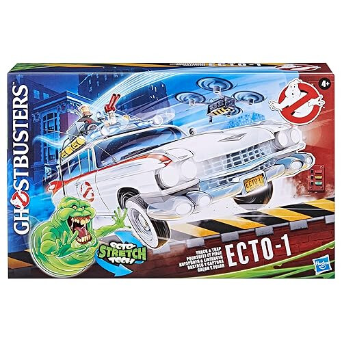 Ghostbusters Track & Trap Ecto-1 Toy Vehicle With Fright apresenta Acessório Slimer Tech ECTO-Stretch Compatível com Toys 4+ de 5 polegadas 1