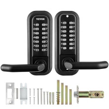 VEVOR Mechanical Keyless Entry Door Lock, 14 Digit Keypad, Double-Sided Embedded Outdoor Gate Door Locks Set with Keypad and Handle, Water-Proof Zinc
