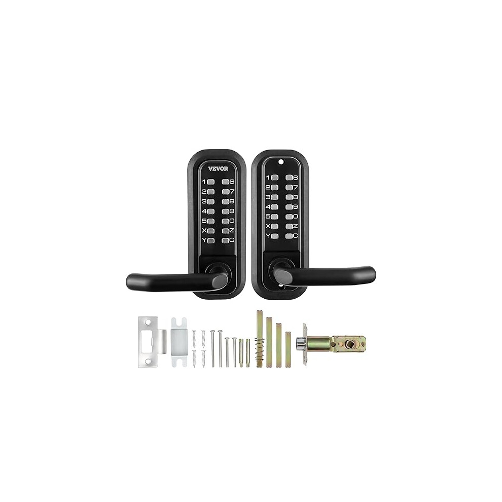 VEVOR Mechanical Keyless Entry Door Lock, 14 Digit Keypad, Double-Sided Embedded Outdoor Gate Door Locks Set with Keypad and Handle, Water-Proof Zinc
