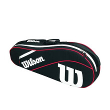 Wilson Advantage III Tennis Racket Tasche - Schwarz/Weiß/Rot, für bis zu 3 Schläger, ideal für Spieler und Turniere