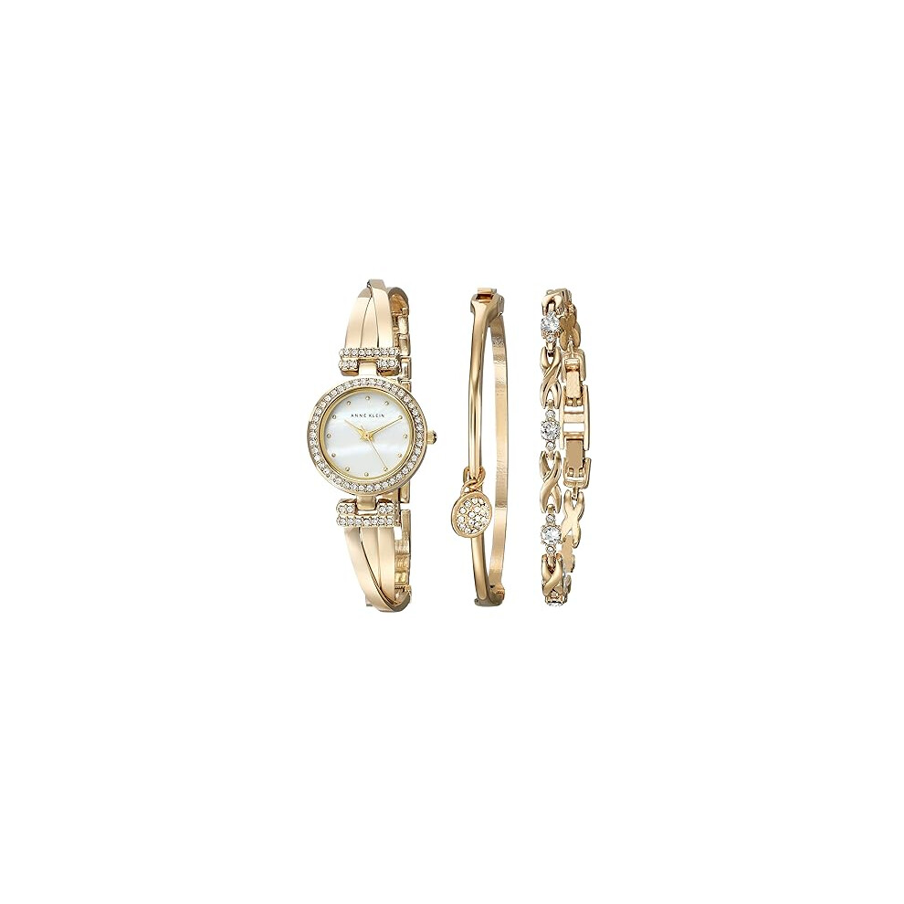 Anne Klein Women's Premium Crystal Accented Bangle Watch and Bracelet