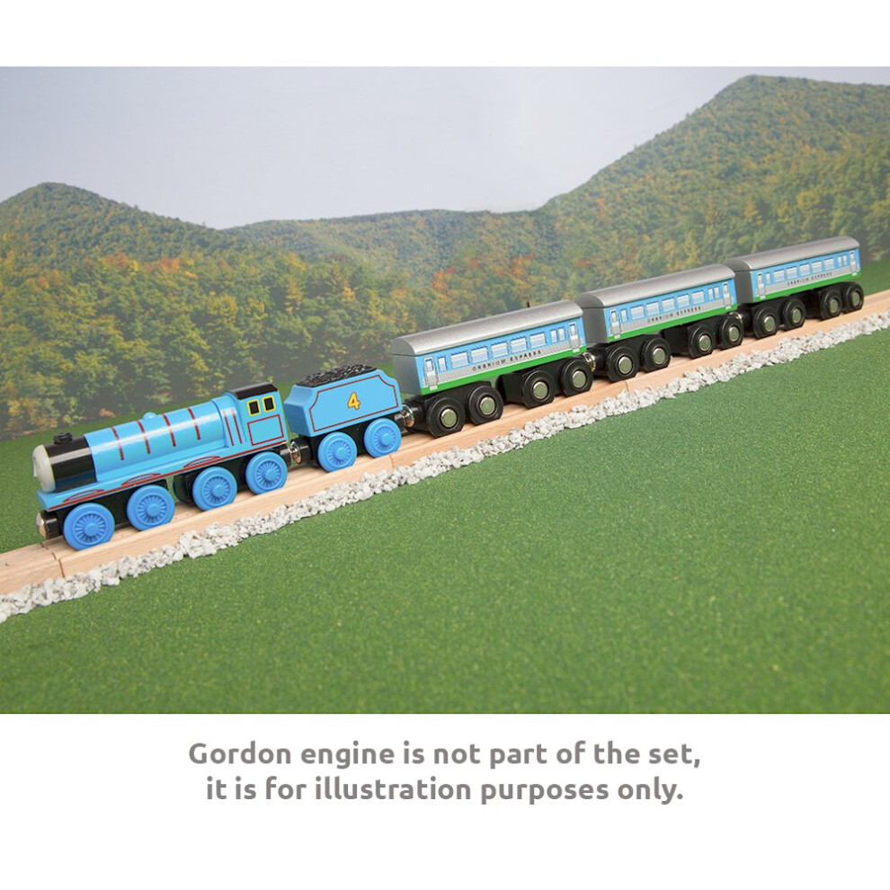 Orbrium Toys 3 Pcs Large Wooden Railway Express Coach Cars, Fits Thomas, Brio, Chuggington