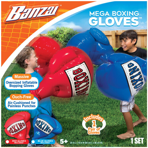 Banzai Kinder Aufblasbare Mega Boxhandschuhe 1 Set (Rot oder Blau) 2