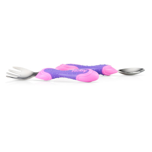 Nuby RVS Bestek, Roze/Paarse, 2 Stuks 1