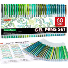 Shuttle Art 60 Pack Green Tone Gel Pens, 30 Green Tone Gel Pens with 30 Refills for Adults Coloring Books Journaling Drawing Nature, Landscapes, Anim