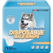 HONEY CARE Protection Absorbante pour Chiens M?les A24, Taille L, 50 Comp, Bleu et Blanc
