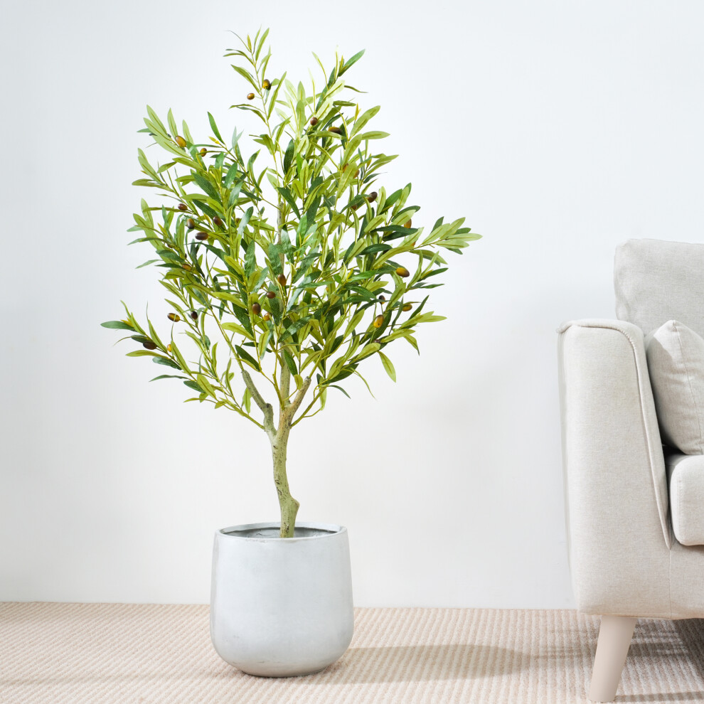 Mcc (100Cm) Artificial Olive Tree With Plastic Planter & Moss 100Cm