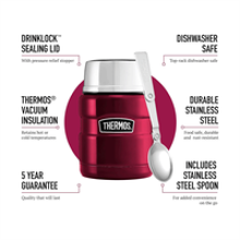 Thermos Stainless King Hot And Cold Travel Food Flask 470ml - Pink