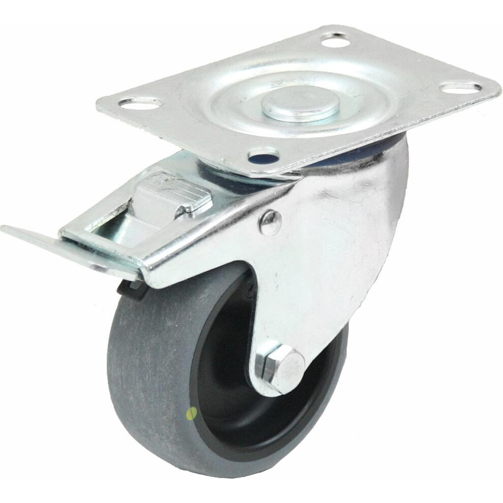Roulette pivotante/frein de 80 mm avec caoutchouc thermoplastique gris conducteur d'électricité
