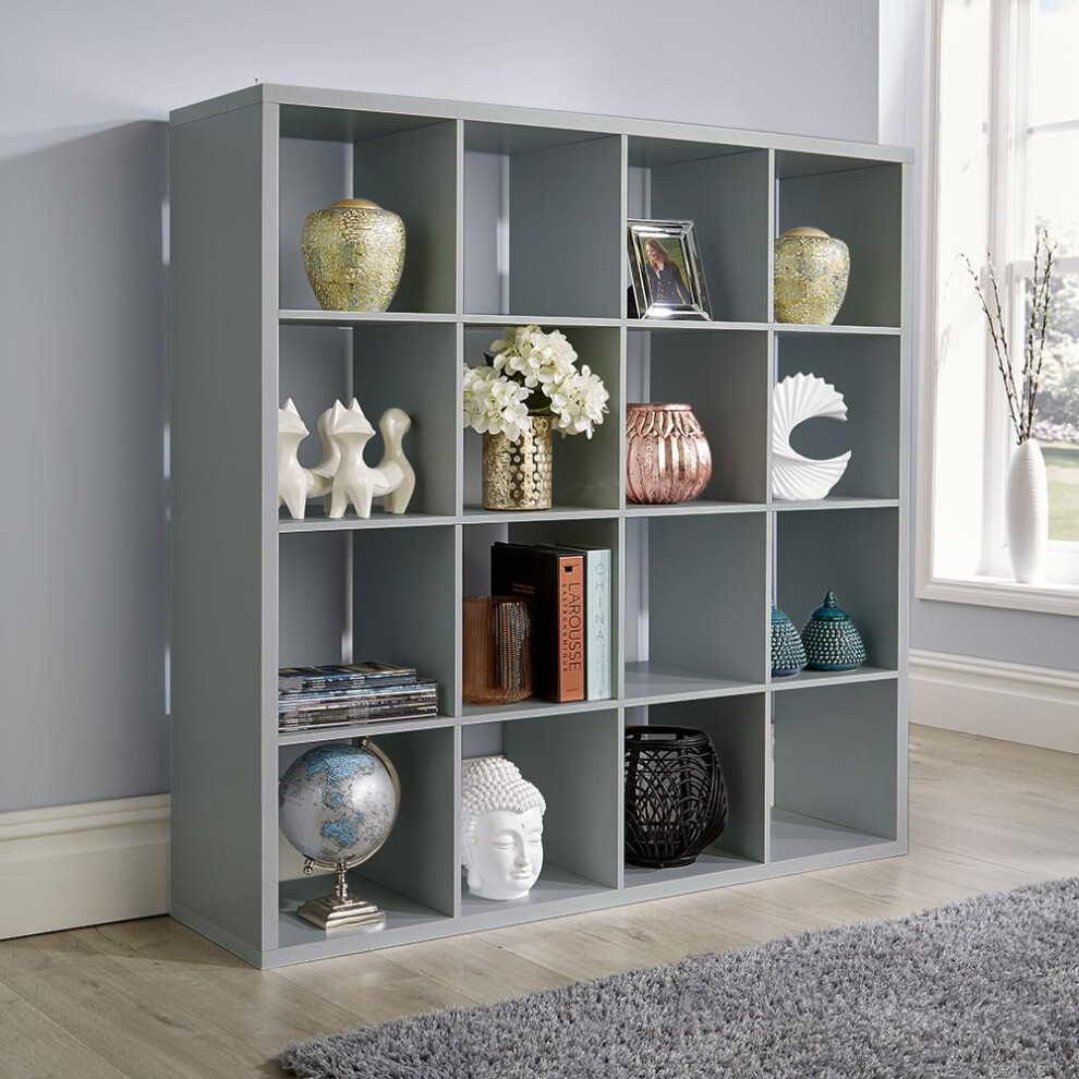 (4x4 Grey) Home Source Cube Plus 9 Or 16 Storage Shelving Unit