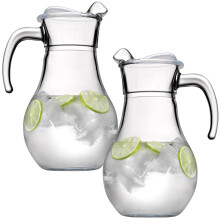 (2) 1.8L Pasabahce Glass Jug with Lid for Water, Juice, Cocktails