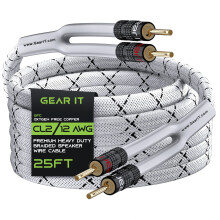 GearIT 12AWG Premium Heavy Duty Braided Speaker Wire (25 Feet) with Du