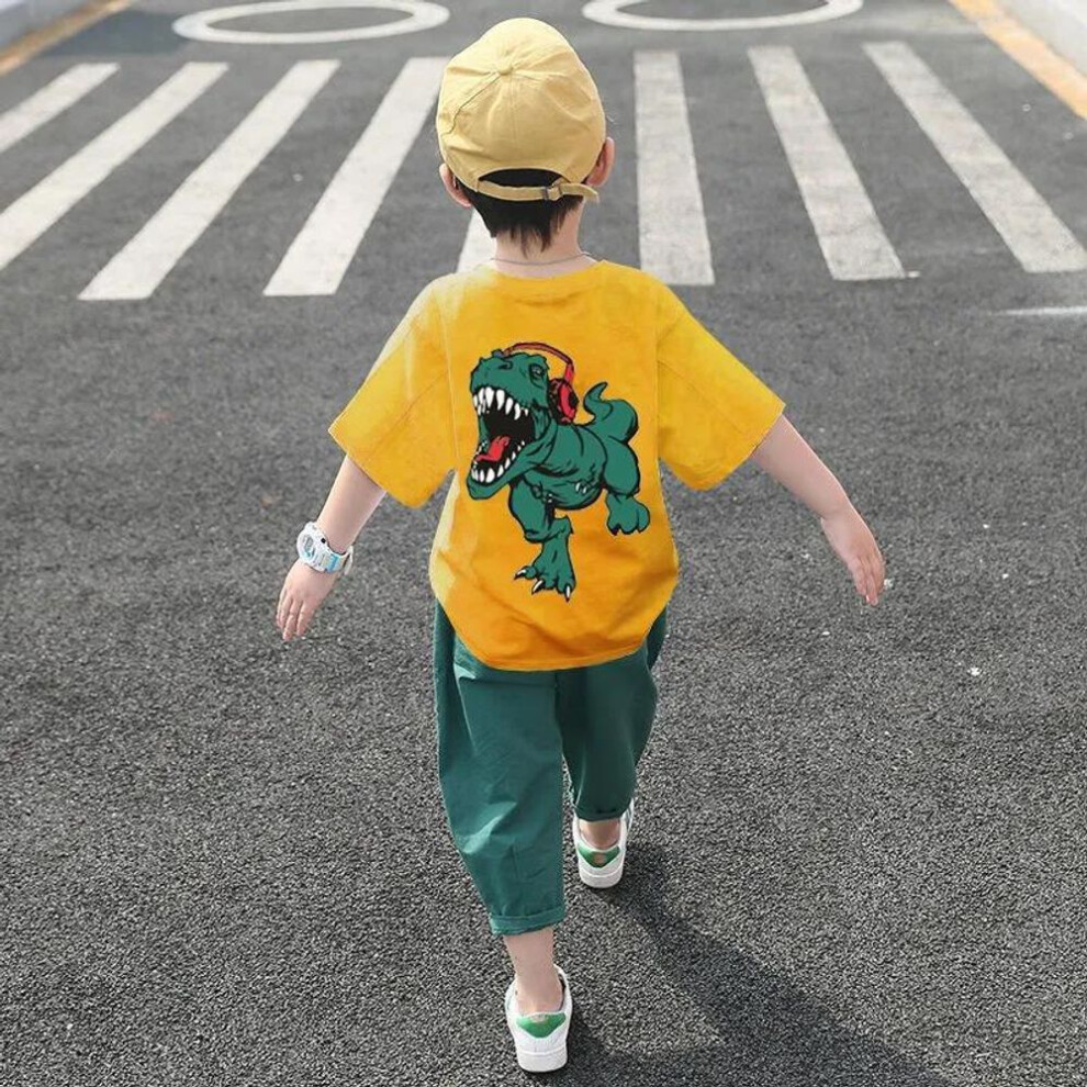 (yellow, 130) Boys&apos; Suits Children&apos;s Clothing Two-piece Suit  Summer Fashion Children&apos;s Korean Style Handsome Casual Short-sleeved
