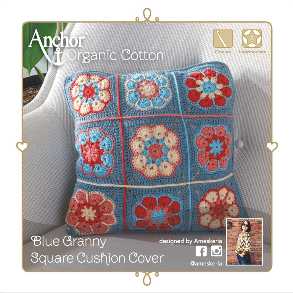 Anchor Crochet Kit Kussenhoes Granny Square: Blauw