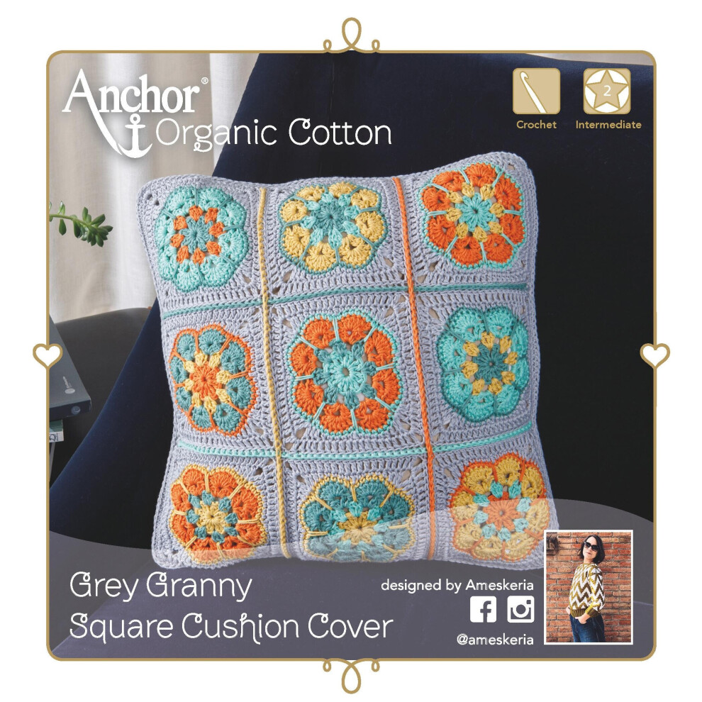 Anchor Crochet Kit Kussenhoes Granny Square: Grijs