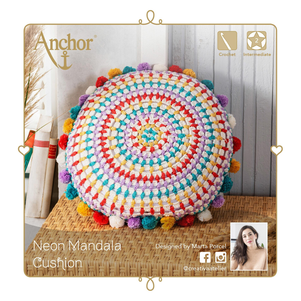 Anker haakpakket kussen mandala: Neon