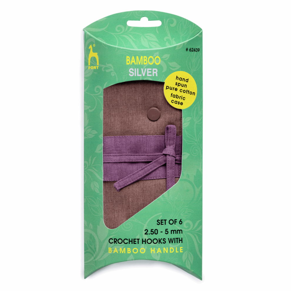 Pony Fabric Gift Set: 6 Crochet Hooks with Bamboo Handle