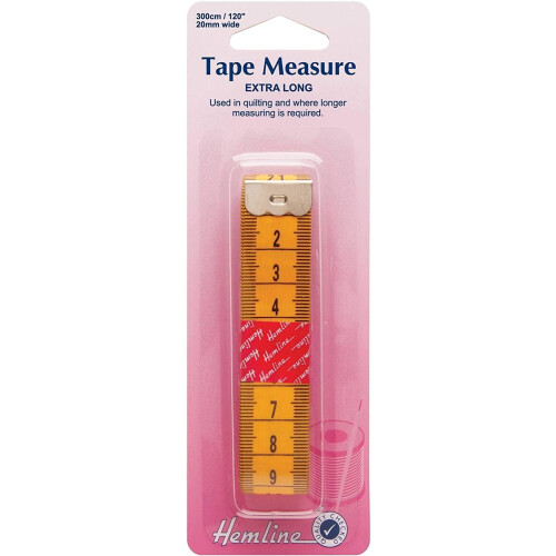 Hemline H256  Metric & Imperial Extra Long Quilter's Tape Measure 300cm/120in