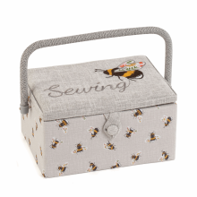 Hobby Gift Sewing Box (M) Embroidered Lid Bees Sewing Bee