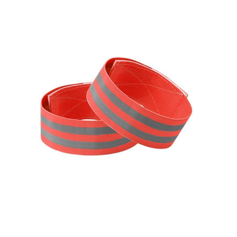 (orange) 2pcs Running Reflective Arm Bands For Wrist Ankle Leg Led Reflector Armband Night Cycling Safety Light Tape Led Bracelet Strap