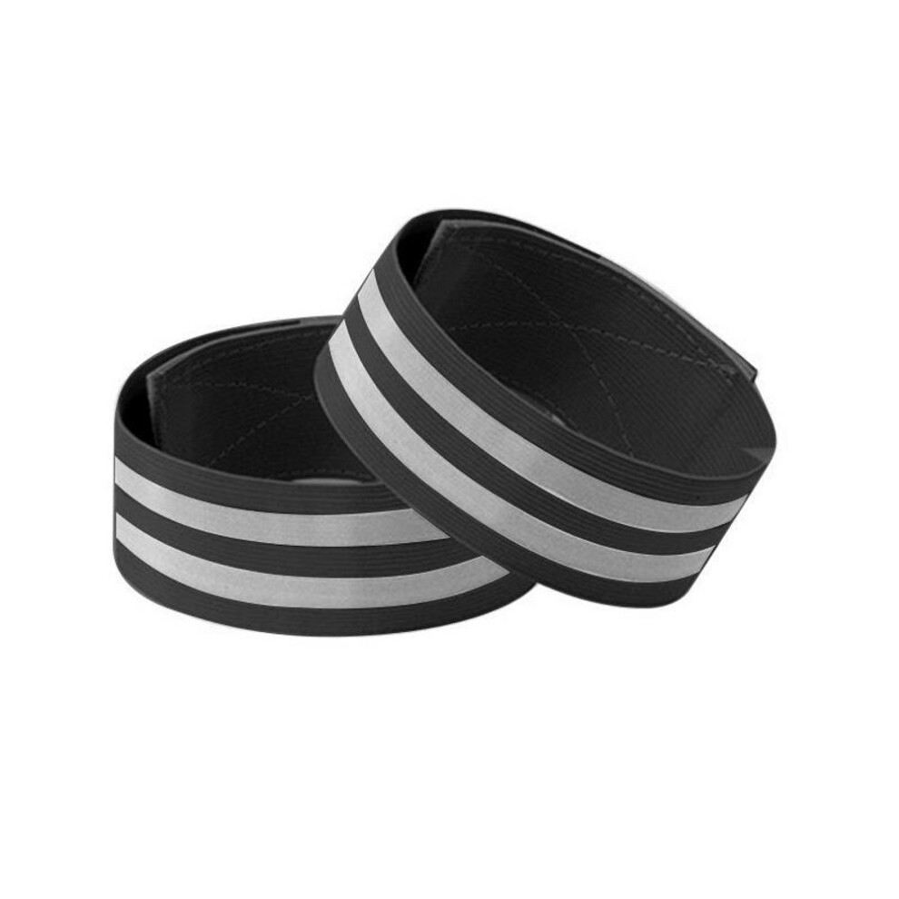 (black) 2pcs Running Reflective Arm Bands For Wrist Ankle Leg Led Reflector Armband Night Cycling Safety Light Tape Led Bracelet Strap