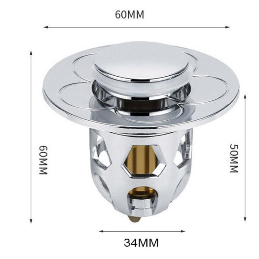 (silver) Drain Stopper Pop-up Bounce Core Basin Drain Filter Valve Hair Catcher Shower Sink Strainer Bath Stopper Bathroom Drain Cover