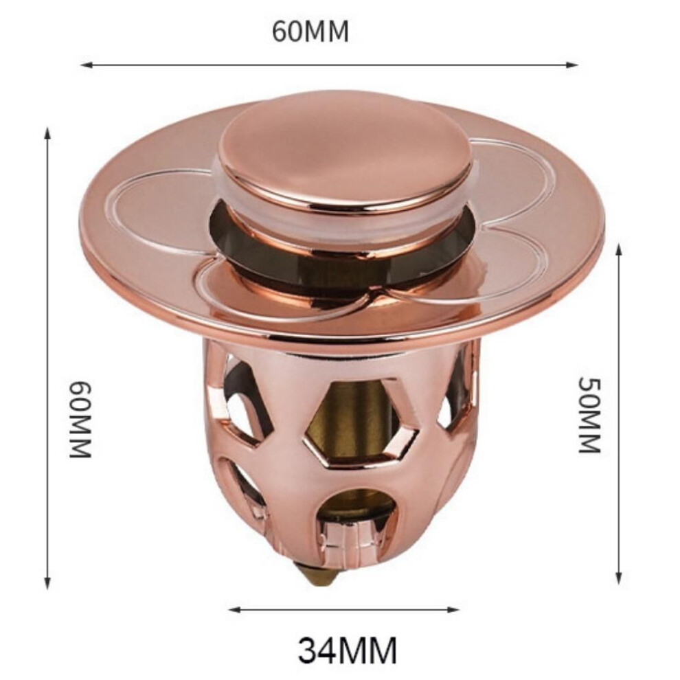 (rose gold) Drain Stopper Pop-up Bounce Core Basin Drain Filter Valve Hair Catcher Shower Sink Strainer Bath Stopper Bathroom Drain Cover