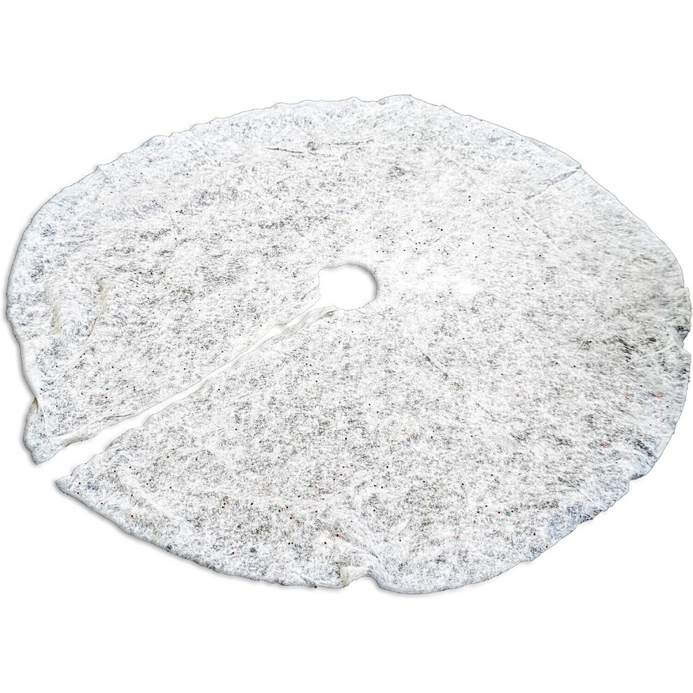 White Christmas Tree Skirt 80cm Faux Snow Base Festive Decoration