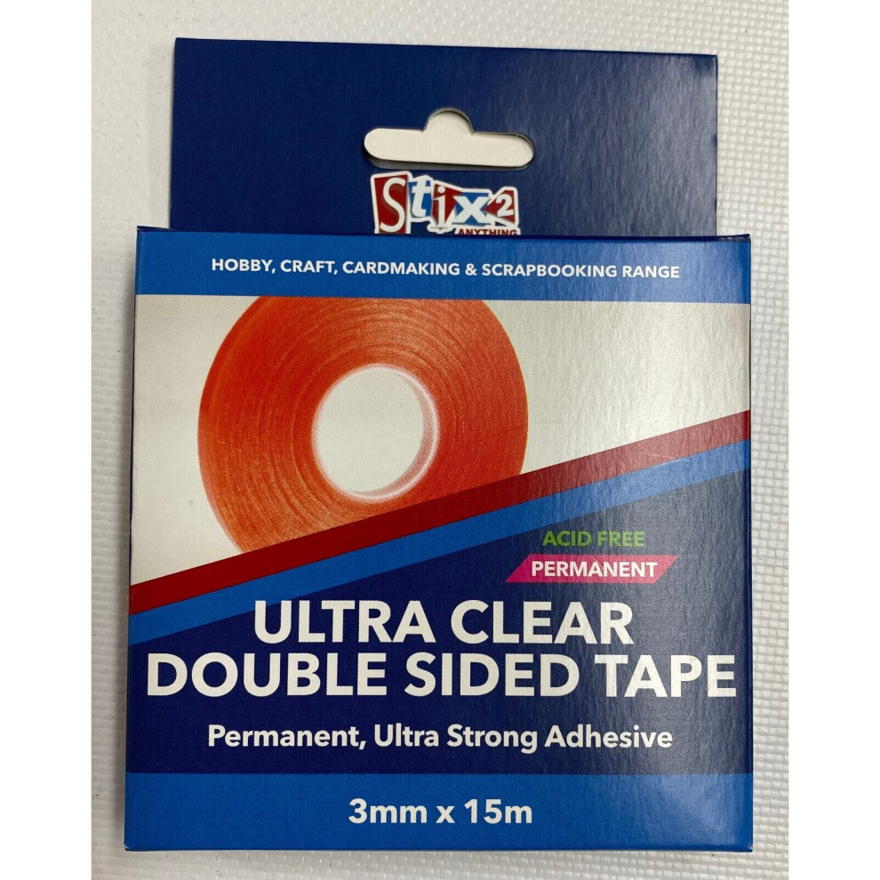Ultra Clear Double Sided Tape Permanent Adhesive Very Strong High Tack 3mm X 15m