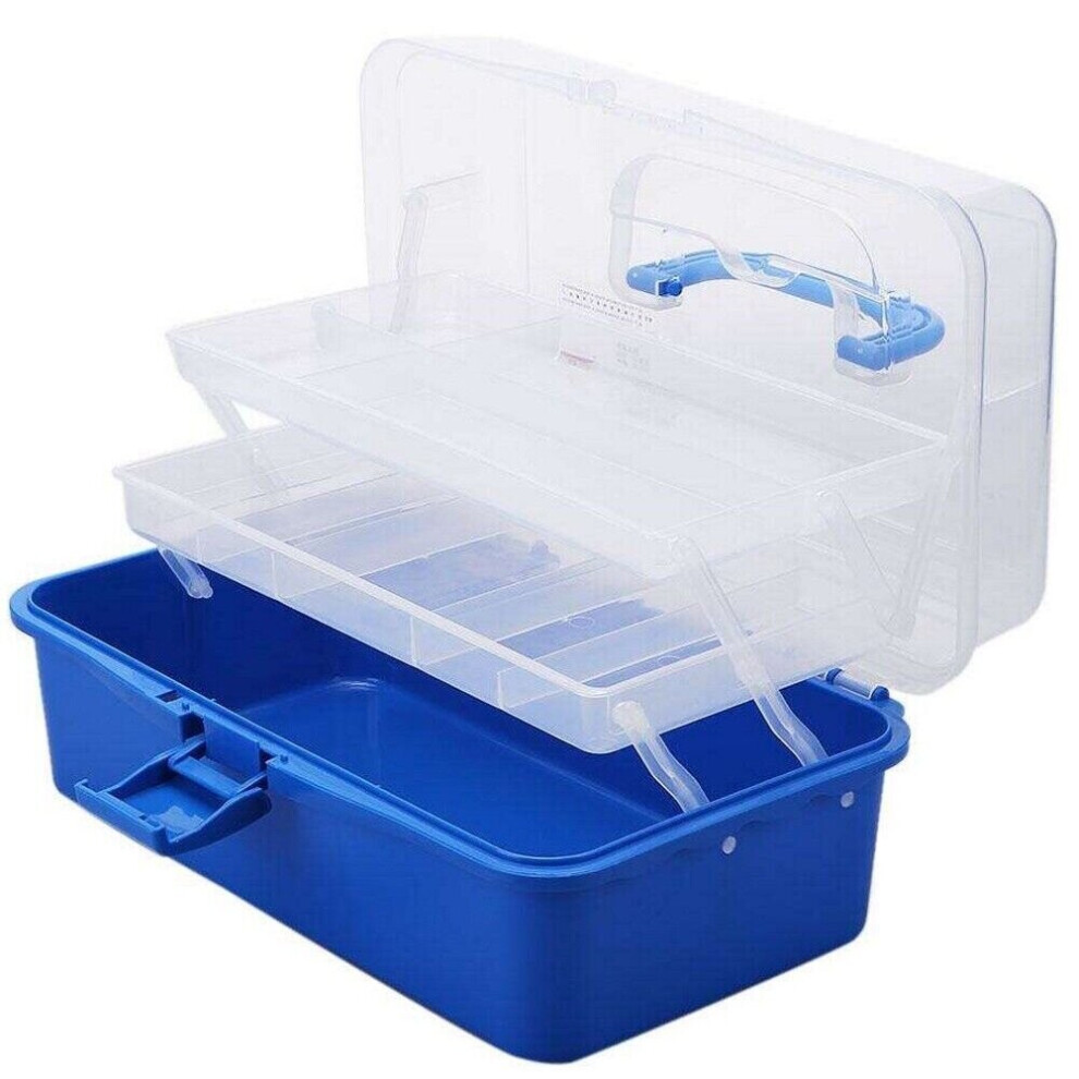 Blue Art And Craft Beads Sewing Hobby Compartment Secure Storage Box