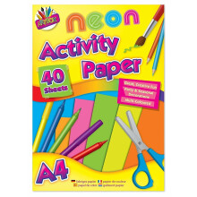 A4 Fluorescent Neon Coloured Paper Fun Arts Kids Crafts- 40 Sheets