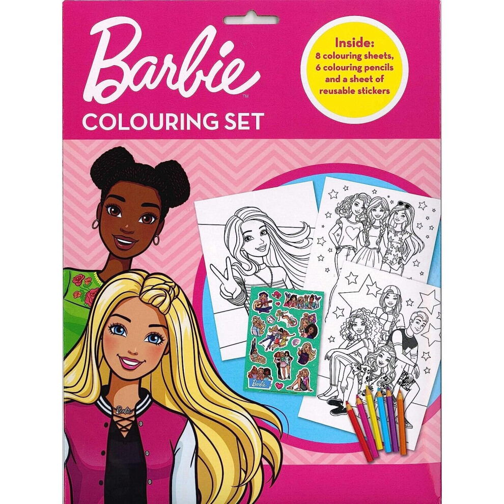 Alligator Books Barbie Colouring & Sticker Set With Coloured Pencils Craft Kit