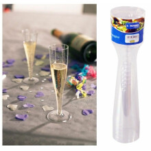 6 Pack Clear Plastic 200ml Champagne Flutes