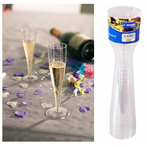 Kingfisher 6 Pack Clear Plastic 200ml Champagne Flutes